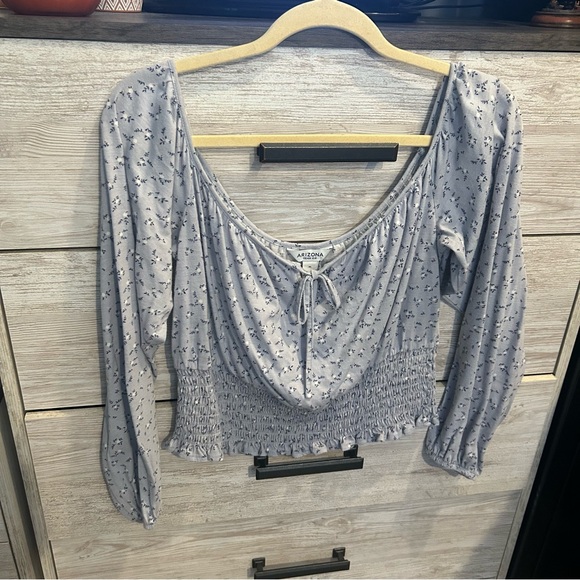 Arizona Jean Company Tops - Arizona Jean Crop Top Large Women's Blue Floral Peasant Country XL